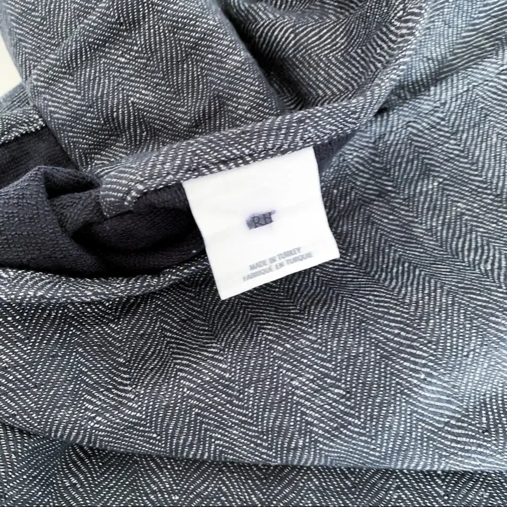 2 Restoration Hardware Herringbone Flanged Cotton-Linen King Shams